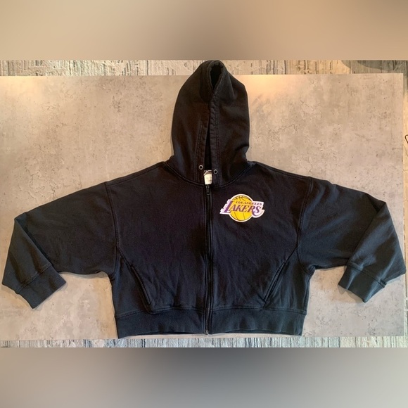 NBA LA Lakers Cropped Fleece Zip Up Hoodie, Size  XXL - Picture 1 of 9